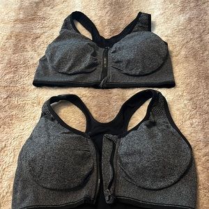 2 PADDED RACER BACK ZIP FRONT COMFY SPORTS BRAS